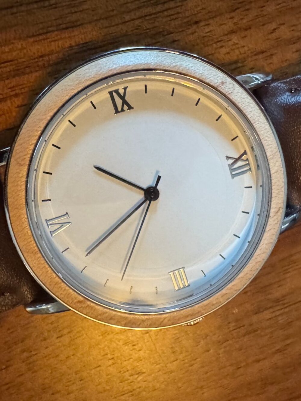 Wood and leather watch